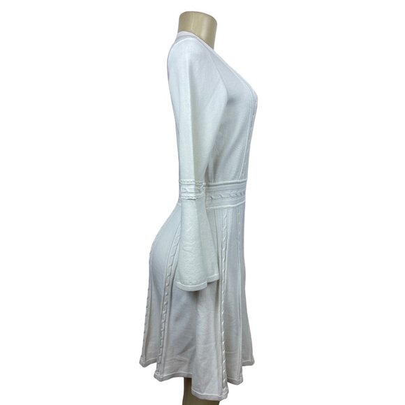 Eliza J Women’s White Ivory Knit Bell Sleeves Dress Sz M - NWT - Picture 3 of 8